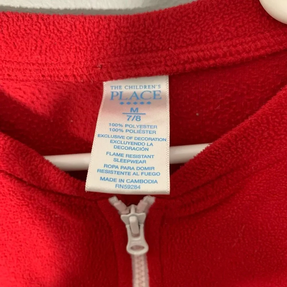 5/$25 The Children's Place Kids Red Santa Fleece Pajamas Size M‎ 7/8 Sleeper